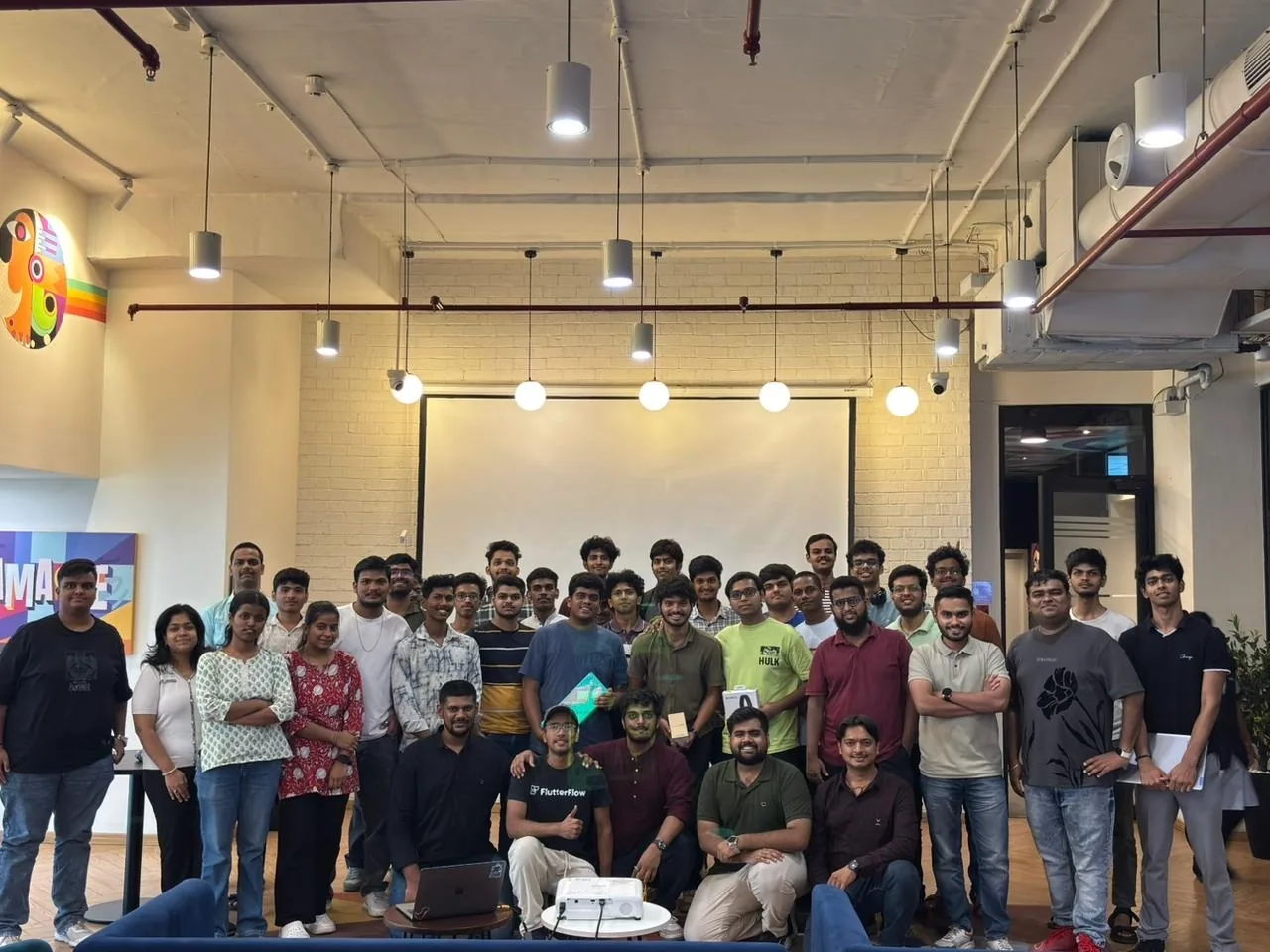 Jaydeep Adesara with a developer community group after an event